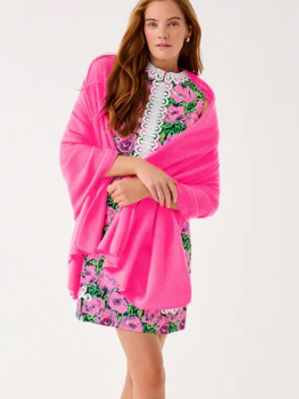 Lilly Pulitzer Lanelle Cashmere Wrap Bright Pink
